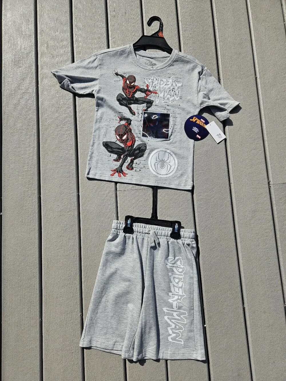 NWT Marvel Boys Spider-Man Miles Morales T-Shirt Shorts Set Size m 8